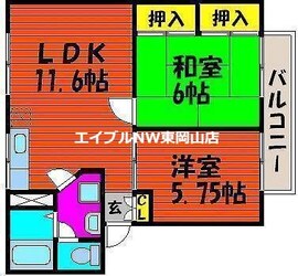 エバーグリーン　Ｂ棟の物件間取画像